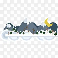 扁平化山脉雪景-空若网 扁平化山脉雪景-空若网