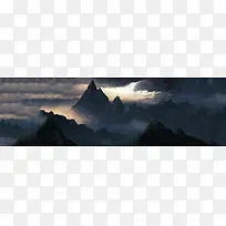 深色背景山脉背景banner-空若网 深色背景山脉背景banner-空若网
