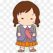 手绘可爱上学女孩-空若网 手绘可爱上学女孩-空若网