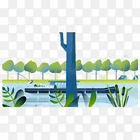 卡通手绘植物船图案-空若网 卡通手绘植物船图案-空若网