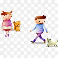 手绘彩色卡通小人-空若网 手绘彩色卡通小人-空若网