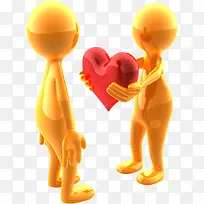 黄色卡通小人爱心插图-空若网 黄色卡通小人爱心插图-空若网