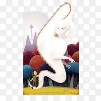 手绘油画白龙小人-空若网 手绘油画白龙小人-空若网