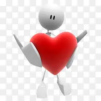 白色卡通小人捧爱心-空若网 白色卡通小人捧爱心-空若网