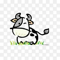 手绘奶牛草地吃草-空若网 手绘奶牛草地吃草-空若网