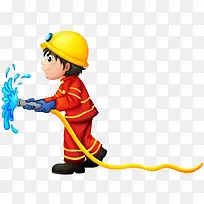 拿着水管的卡通消防员-空若网 拿着水管的卡通消防员-空若网