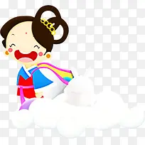 卡通可爱嫦娥白兔形象元素-空若网 卡通可爱嫦娥白兔形象元素-空若网