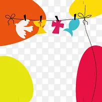 卡通夹子彩色装饰背景矢量图-空若网 卡通夹子彩色装饰背景矢量图-空若网