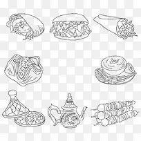 手绘食物快餐线稿-空若网 手绘食物快餐线稿-空若网