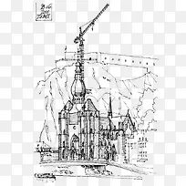 手绘建筑场景线稿-空若网 手绘建筑场景线稿-空若网