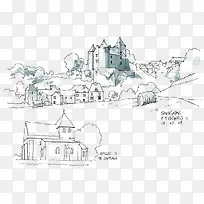 手绘场景线稿-空若网 手绘场景线稿-空若网