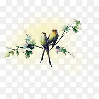 卡通树枝爱情小鸟-空若网 卡通树枝爱情小鸟-空若网