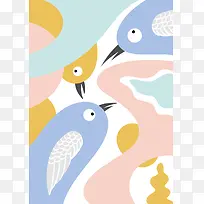 彩色手绘清新小鸟-空若网 彩色手绘清新小鸟-空若网