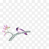 手绘小鸟 花瓣树枝-空若网 手绘小鸟 花瓣树枝-空若网