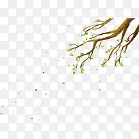 手绘春季绿叶树枝-空若网 手绘春季绿叶树枝-空若网