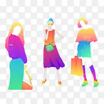 卡通手绘彩色渐变女孩-空若网 卡通手绘彩色渐变女孩-空若网