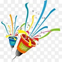 手绘彩色丝带礼花-空若网 手绘彩色丝带礼花-空若网