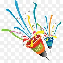 手绘礼花彩色丝带-空若网 手绘礼花彩色丝带-空若网