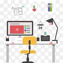 矢量手绘电脑桌-空若网 矢量手绘电脑桌-空若网