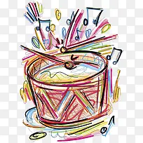 手绘音符和鼓-空若网 手绘音符和鼓-空若网