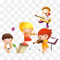 卡通男孩女孩演奏音乐-空若网 卡通男孩女孩演奏音乐-空若网