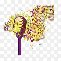 时尚麦克风和五线谱-空若网 时尚麦克风和五线谱-空若网