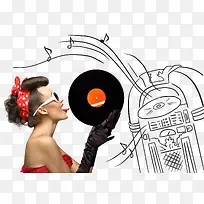 时尚美女舔唱片图-空若网 时尚美女舔唱片图-空若网