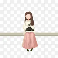 小清新女孩插画素材-空若网 小清新女孩插画素材-空若网