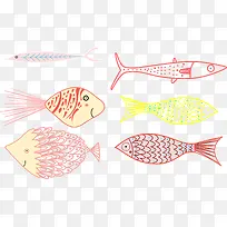 矢量手绘小鱼卡通素材-空若网 矢量手绘小鱼卡通素材-空若网