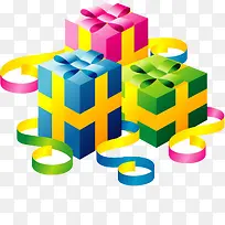 手绘彩色礼盒蝴蝶结-空若网 手绘彩色礼盒蝴蝶结-空若网