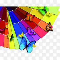 彩色蝴蝶和彩色木板-空若网 彩色蝴蝶和彩色木板-空若网