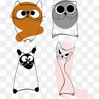 矢量卡通手绘猫咪-空若网 矢量卡通手绘猫咪-空若网