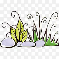 卡通小草素材-空若网 卡通小草素材-空若网
