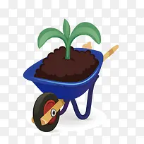矢量运土手推车小草植物-空若网 矢量运土手推车小草植物-空若网