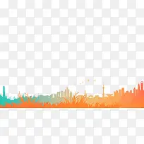 彩色建筑剪影-空若网 彩色建筑剪影-空若网