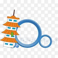 高楼圆形矢量日式边框-空若网 高楼圆形矢量日式边框-空若网