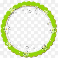 圆形边框绿色带小花-空若网 圆形边框绿色带小花-空若网