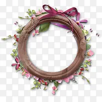 花朵蝴蝶结装饰圆形边框-空若网 花朵蝴蝶结装饰圆形边框-空若网