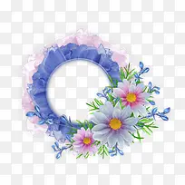 粉色花装饰圆形边框-空若网 粉色花装饰圆形边框-空若网