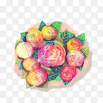 水彩玫瑰花束-空若网 水彩玫瑰花束-空若网