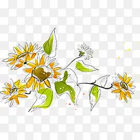 黄色的手绘菊花-空若网 黄色的手绘菊花-空若网