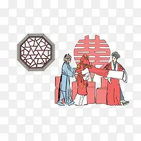 古典婚礼插画-空若网 古典婚礼插画-空若网