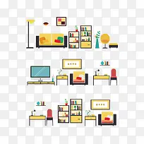 扁平化家具矢量素材-空若网 扁平化家具矢量素材-空若网