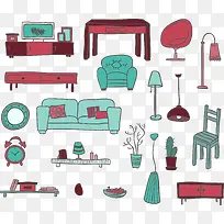矢量手绘卡通家具-空若网 矢量手绘卡通家具-空若网