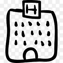 酒店手绘建筑图标-空若网 酒店手绘建筑图标-空若网