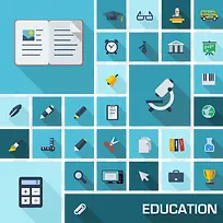 扁平化设计的教育图标-空若网 扁平化设计的教育图标-空若网