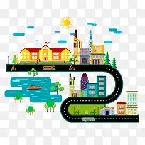 矢量扁平化城市-空若网 矢量扁平化城市-空若网