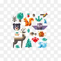 扁平化森林动物图标-空若网 扁平化森林动物图标-空若网
