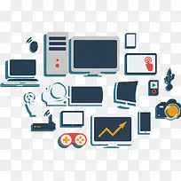 蓝色扁平化电脑科技元素矢量-空若网 蓝色扁平化电脑科技元素矢量-空若网