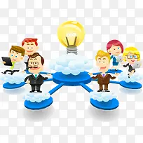 矢量云计算和灯泡-空若网 矢量云计算和灯泡-空若网